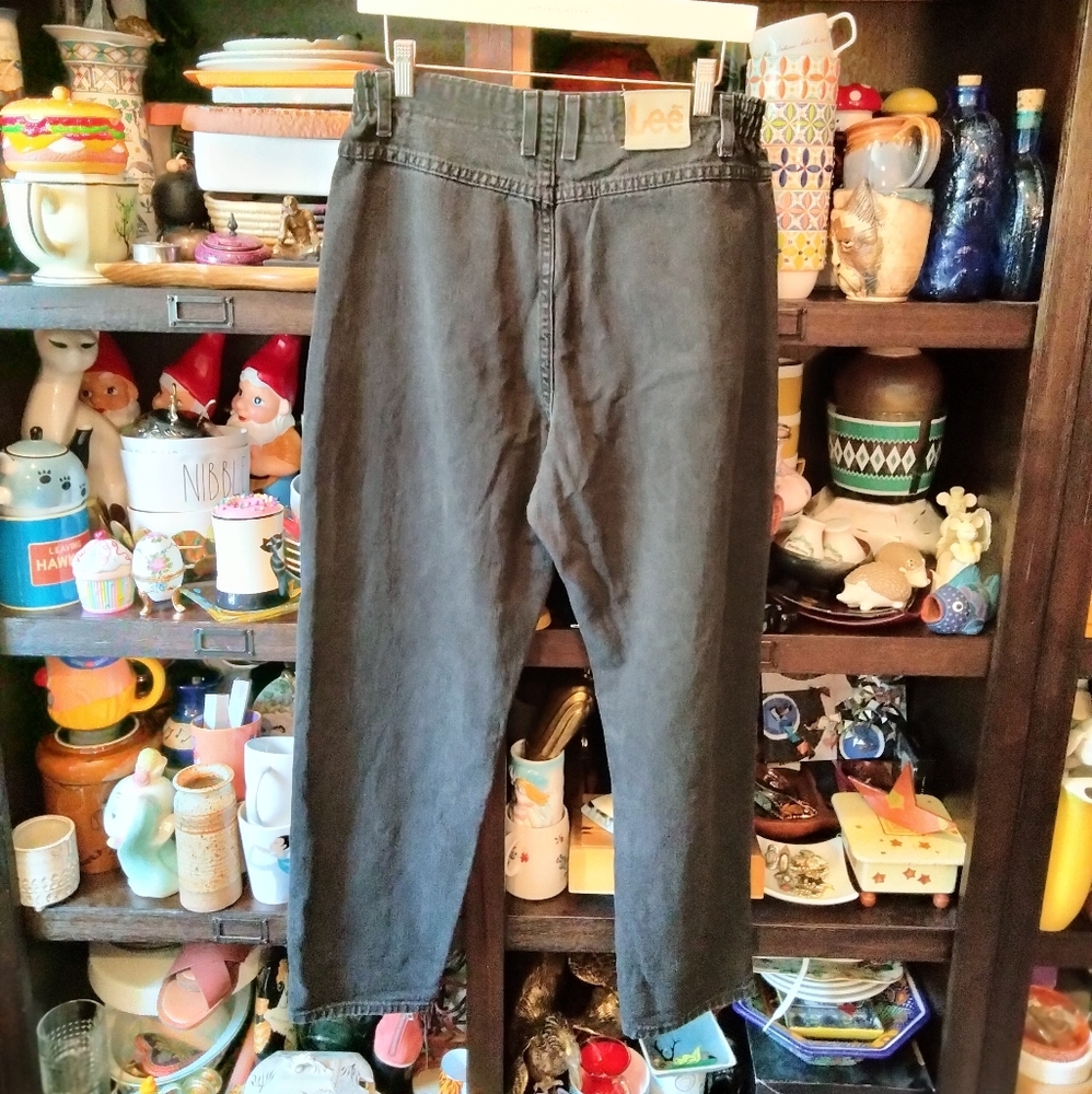 Vintage Lee no pocket Mom Jeans washed black 12 petite